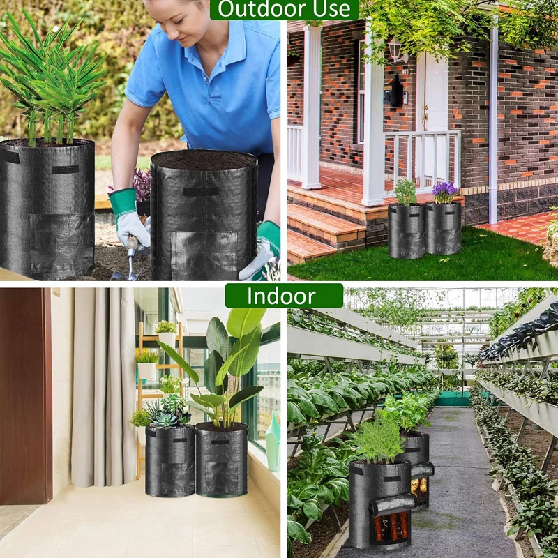 1PC Garden Potato Grow Bag PE Fabrics Gardening Thicken Pot Vegetables Planter Tub with Handles and Access Flap