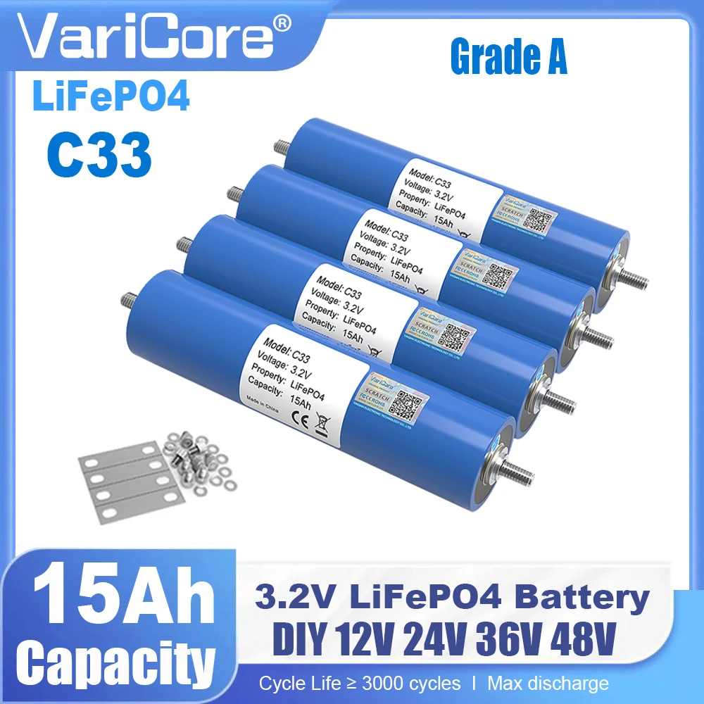 VariCore 3.2V 20Ah 32Ah 50Ah Battery LiFePO4 phosphate Cell for 4S 12V 24V Motorcycle Car Motor batteries Modification Grade A