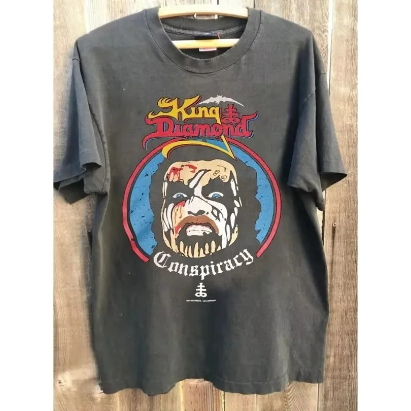 Carbon cotton shirt with neutral pattern T-shirt, Harajuku King Diamond Conspiracy Tour Band