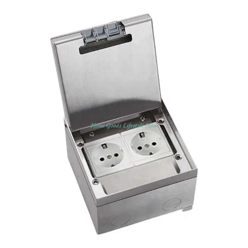 

E74E Waterproof Stainless Steels Marble Floor Socket Box Embedded Flat Thin Floor Plug Socket Flat Floor Concealed Socket