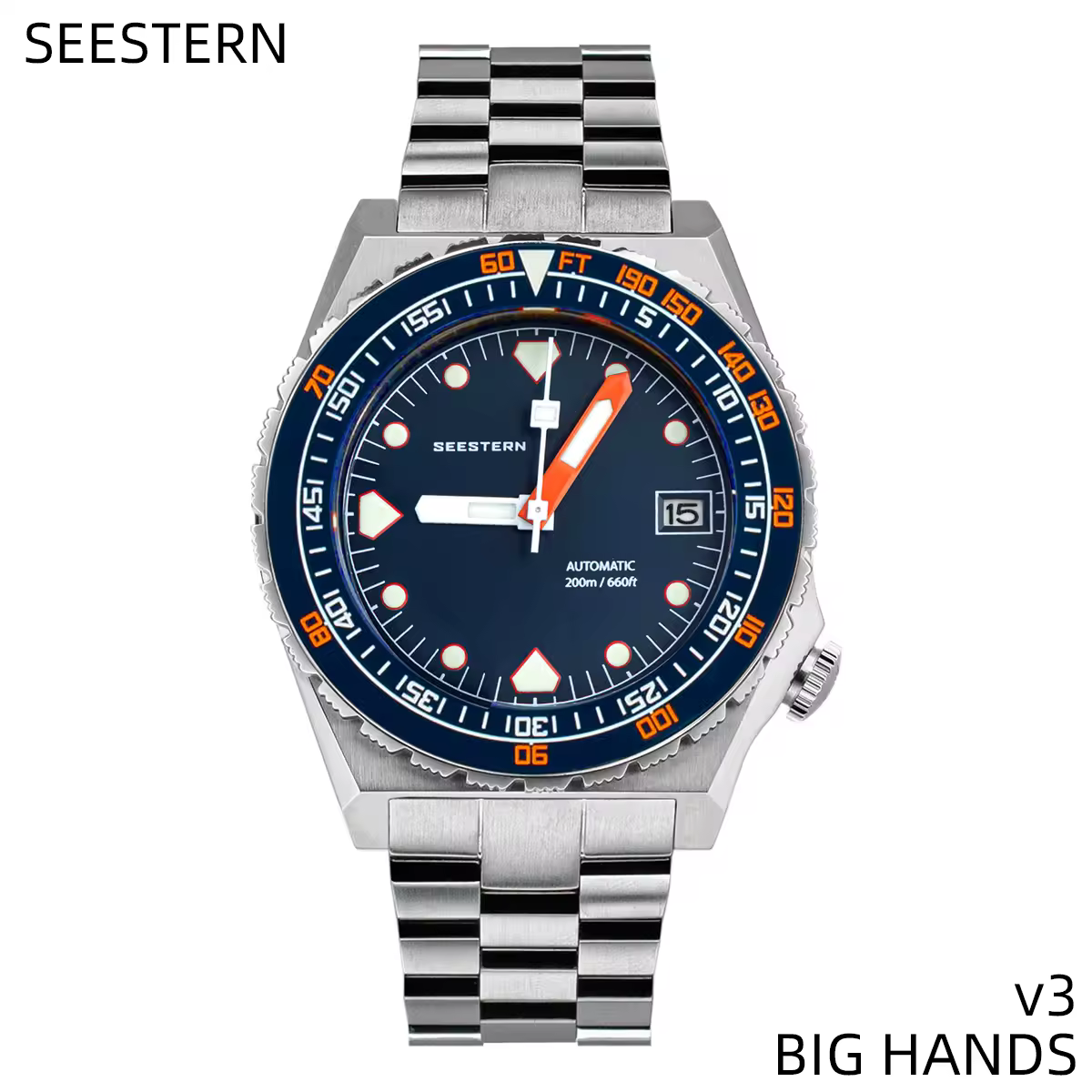 SEESTERN SUB600T Mens Diver Watch Automático NH35 Movimento Cerâmica Moldura Lume Relógios de Pulso Mecânicos Safira À Prova D 'Água V3