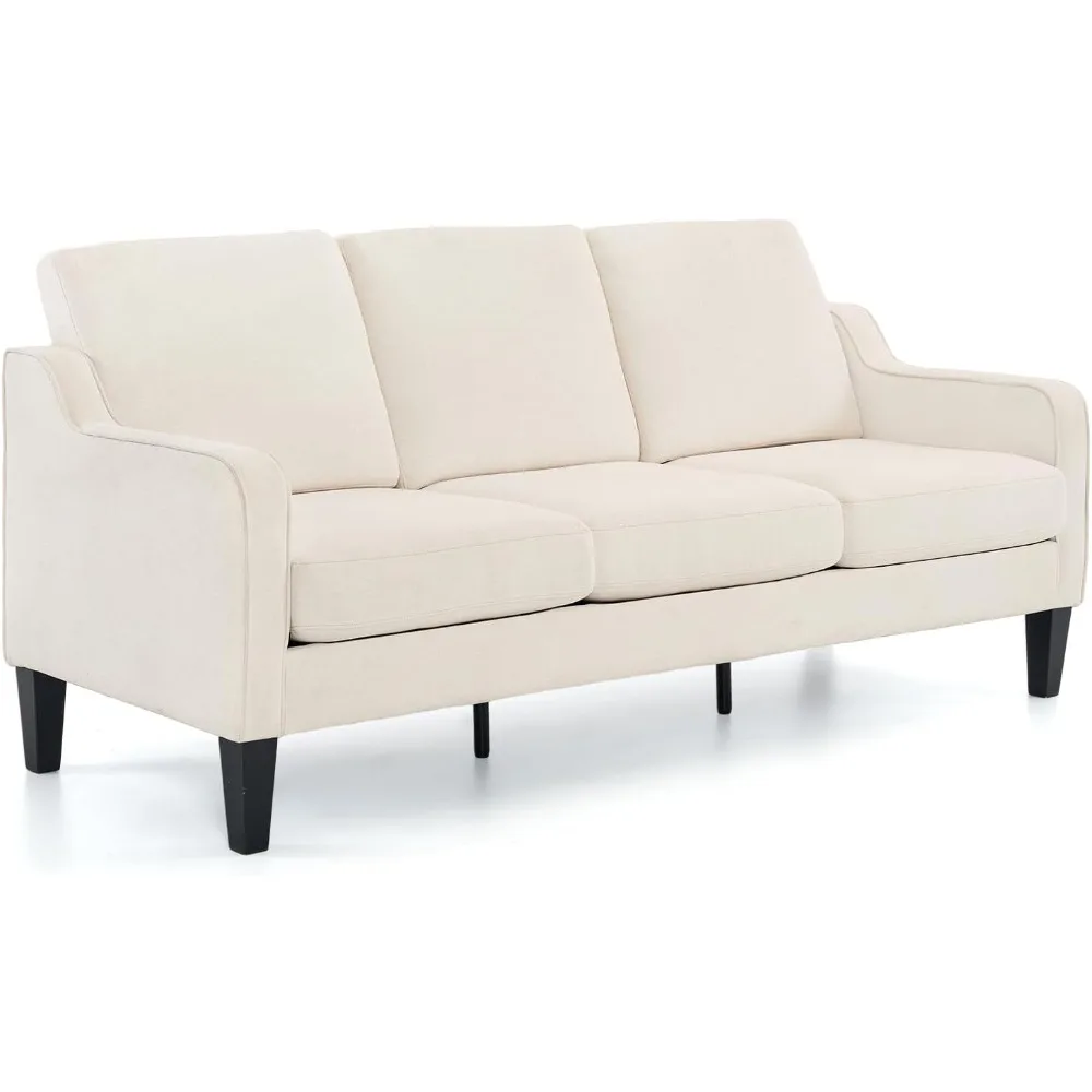 

Small Couch Sofa 71" Comfy Couches for Living Room Beige 3 Seat Sofa Couch Mid Century Modern Sofa Furniture Couches with Scoop