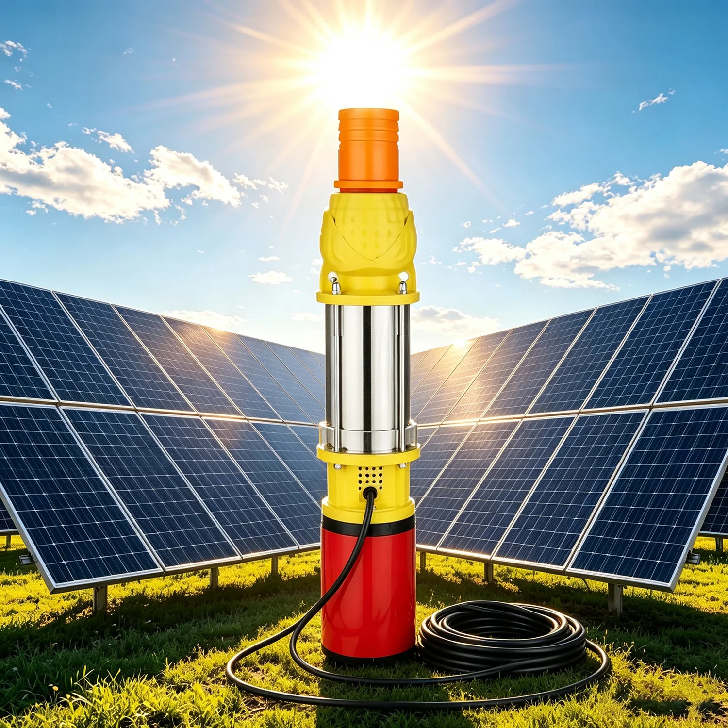 Solar Pump 1.5-inch 12v24v36v48v High Flow High Head DC Deep Well Pump Solar Pump Agricultural Irrigation Water Pump
