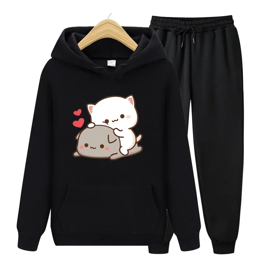 

Women Hoodie Set Bubu And Dudu Drink Bubble Tea Print Women Hoodie Kawaii Female Sweatshirt Harajuku Loose Long Sleeve Clothes