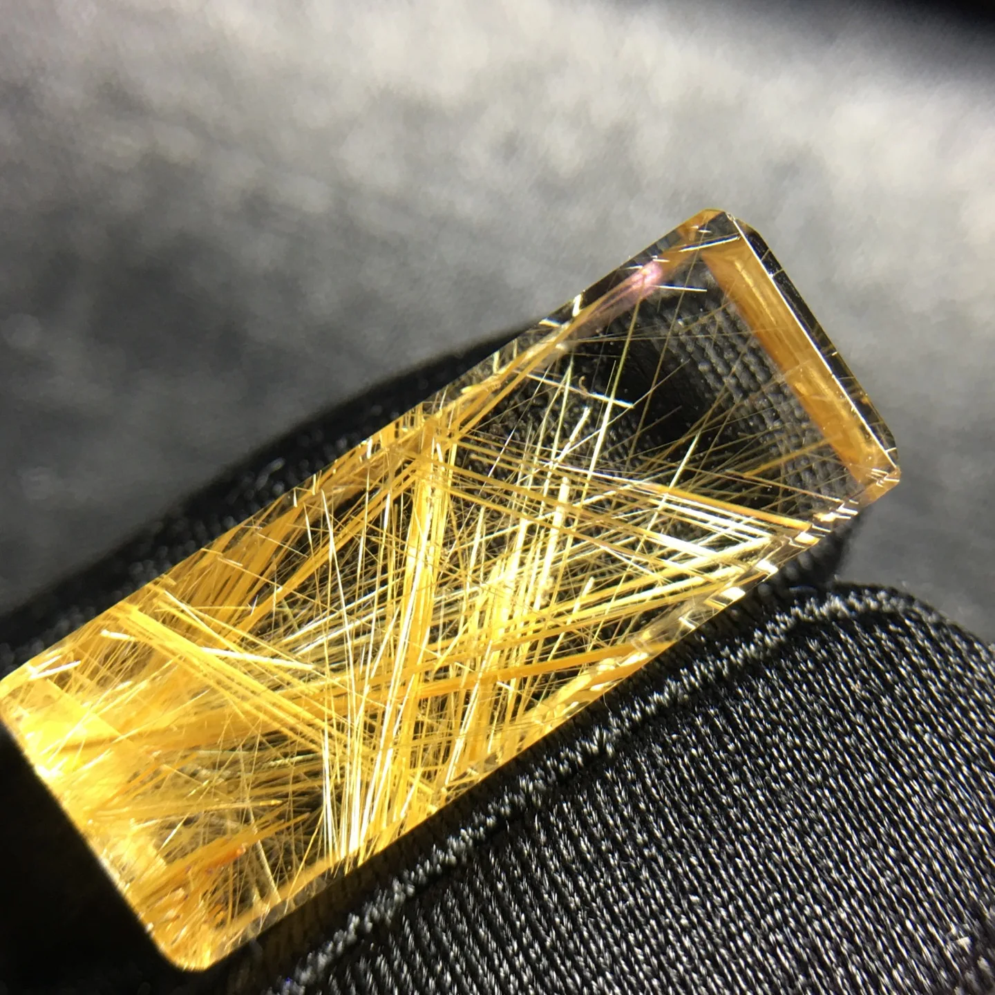 Natural Gold Rutilated Quartz Rectangle Pendant Rutilated Quartz Flower 26.3/10.2mm Men Women Brazil AAAAAAA