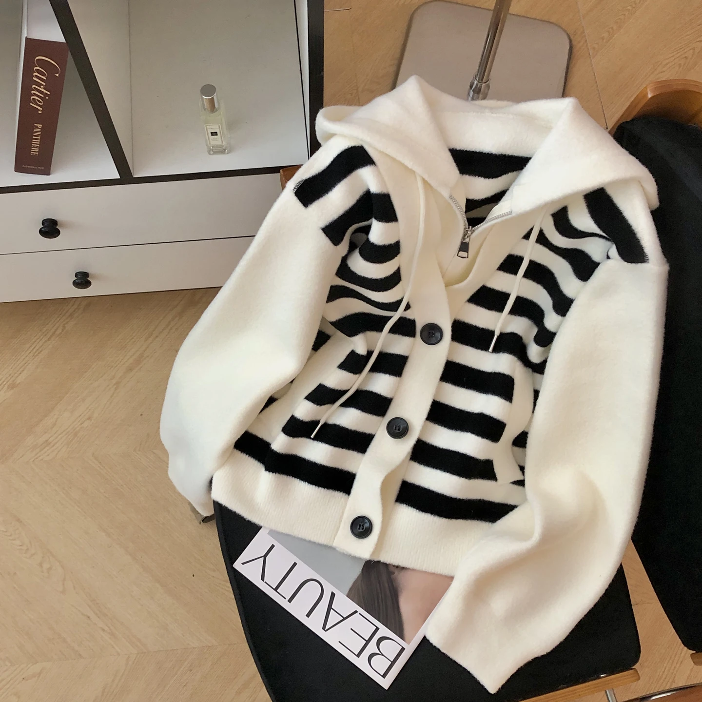 chapeau-tricote-ample-pour-femmes-manteau-raye-college-automne-hiver-vetements-d'exterieur-faux-deux-pieces-haut-long-sve