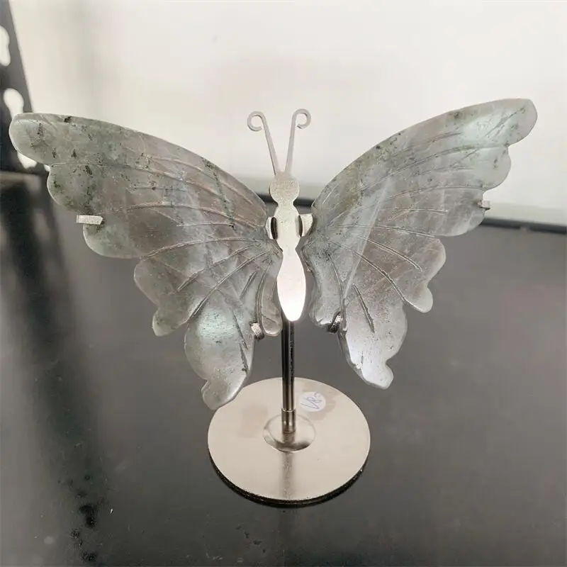 Natural Labradorite Butterfly Wings, Crystal Crafts, Healing Gemstone, Girl Birthday Present, Home Decoration, 1Pair