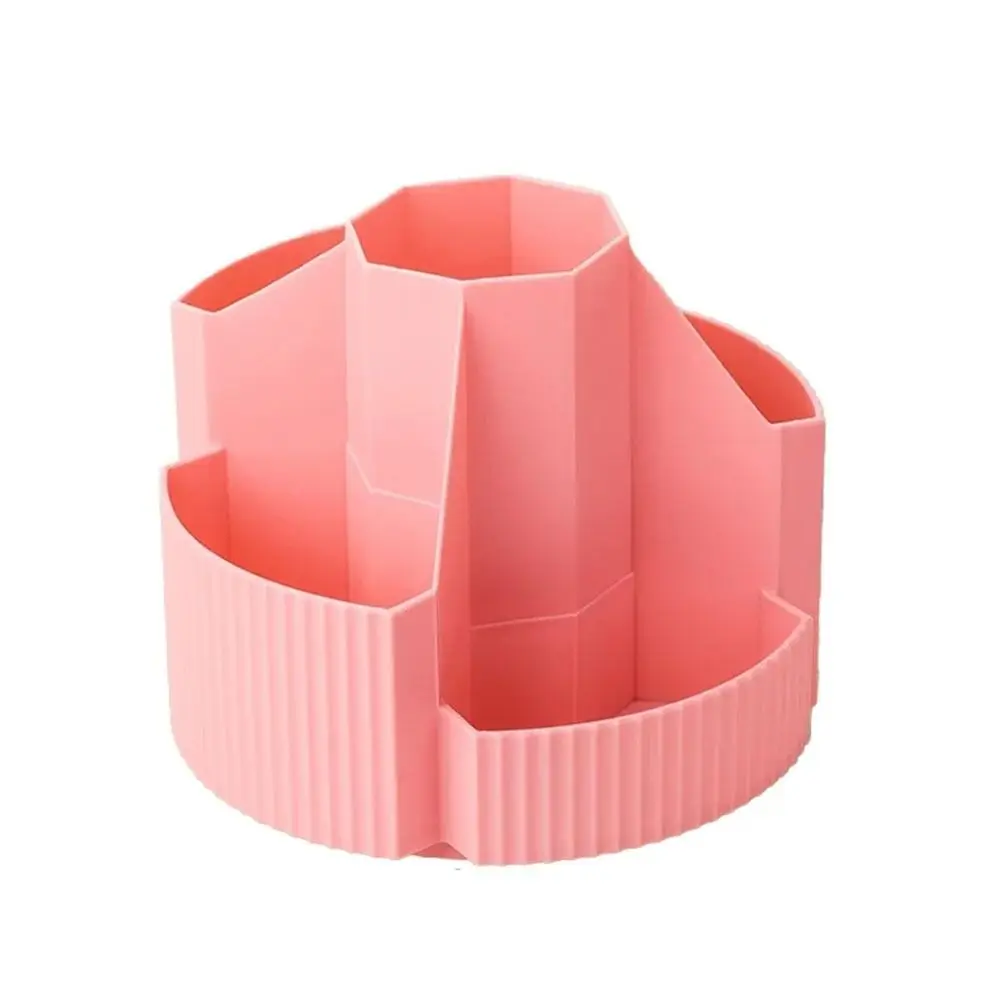 Large Capacity Stationery Organizer 5 Compartments Versatile Storage Pencil Cup Pot Durable 360-Degree Rotation Storage Box