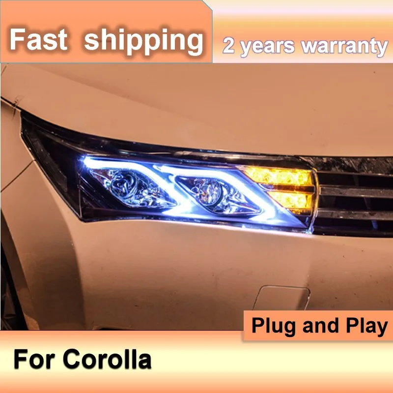 

Автомобильные аксессуары для Toyota Corolla, фара 2014-2016, Altis, фара DRL, указатель поворота, линза проектора дальнего света