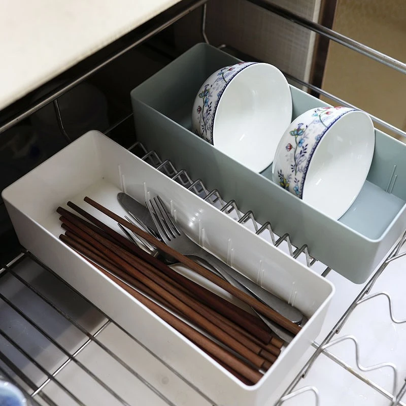 Adjustable Storage Box Divided Storage Tableware Sundries Organizer Storage Case Plastic Drawer Storage Box Free Combination