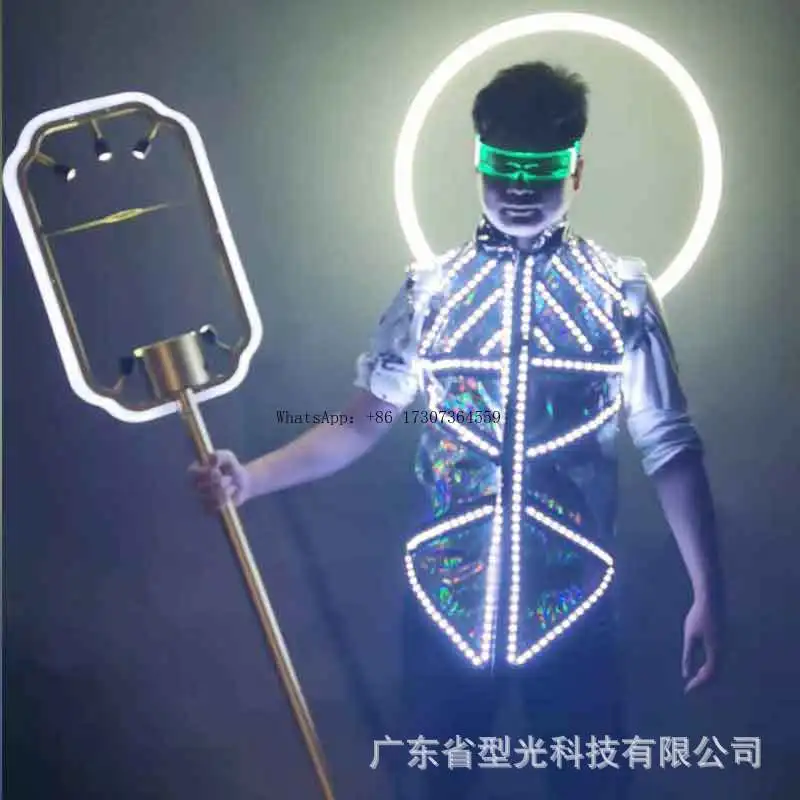 

Светодиодный светящийся ангел с апертурой, белый свет, гало-бар, светящийся жилет, вспышка, одежда, скипетр для вина, очки, реквизит