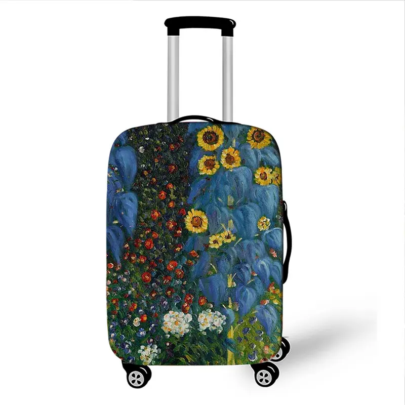 Gustav Klimt-funda de equipaje con pintura al óleo para mujer, cubierta elástica antipolvo para maleta de viaje, noche estrellada de Van Gogh