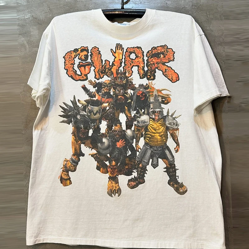 

European and American Heavy Metal Band Short-sleeved T-shirt Punk Hip-hop Trendy Brand American Retro Crew Neck Half-sleeved Men