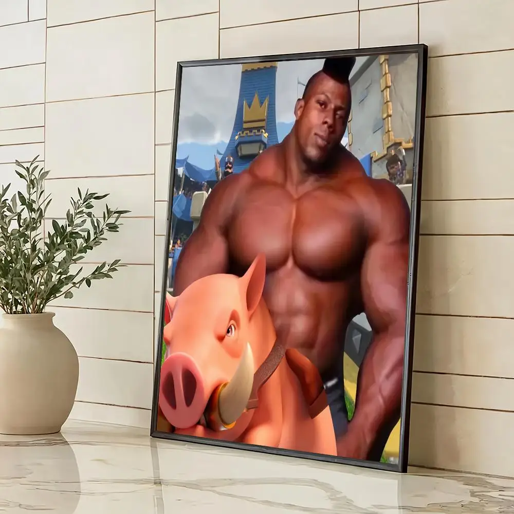 Funny Pig Knight Poster Decorative Wall Art Mural Stickers Home Decor Gift for Living Room & Hallway