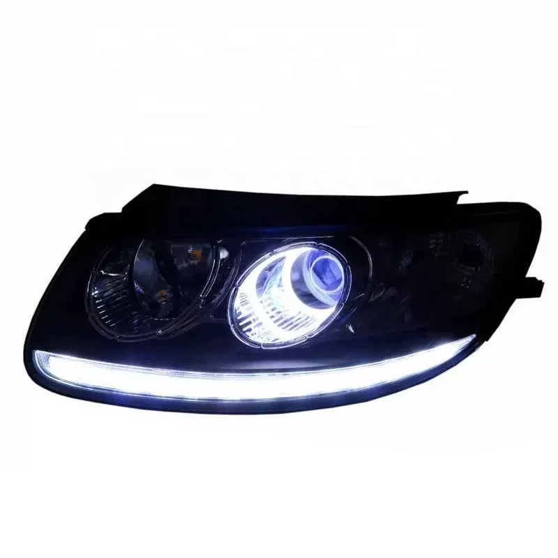 For Hyundai Santa Fe Full LED Custom Headlight 2006 To 2012 Year Devil Angel Eye Front Lamp Bi-Xenon Projector Len