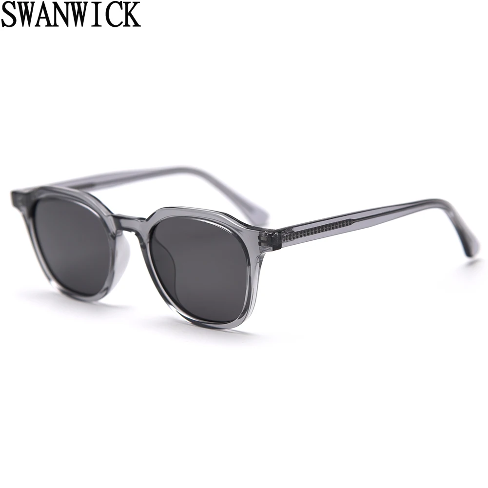 Swanwick Korean style retro sun glasses for women acetate polarized sunglasses for men TR90 brown gray unisex gift items