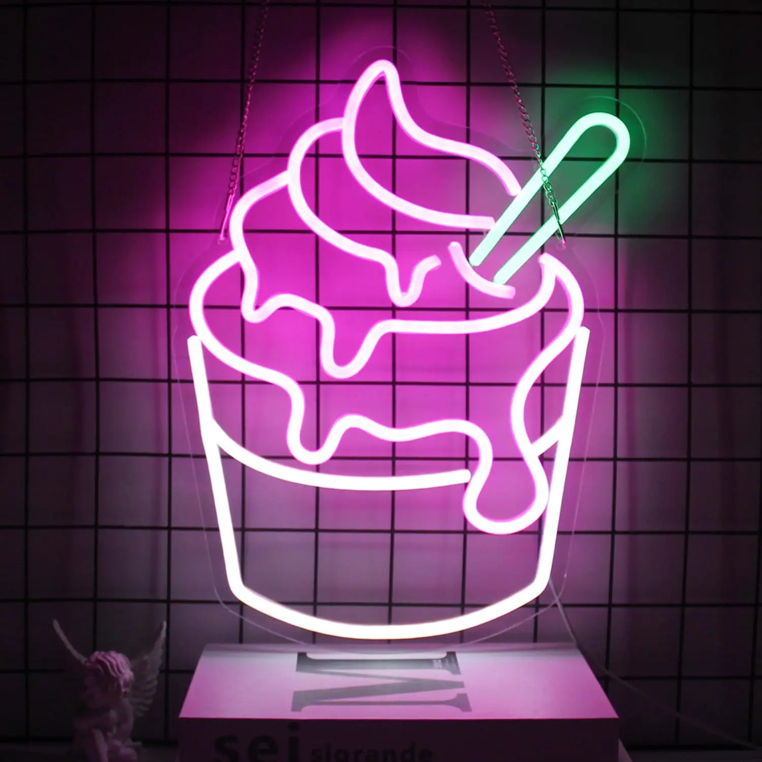 Ice Cream Neon Sign USB Powered Dimmable Neon Light For Wall Decor Bedroom Decor Party Birthday Handmade Art Gift Dessert Shop