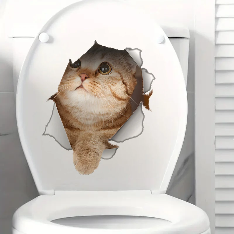 Peeking Cat Wall Stickers, Toilet Seat Stickers, Bedroom Entrance Living Room Porch Home Decoration Wall Stickers