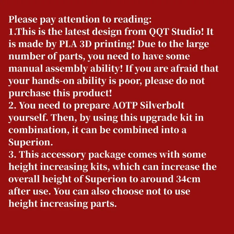 [11月/12月の第2バッチ] QQT PLA 3Dプリント交換用メンバーアップグレードキット（FT31 メナサール変形用）