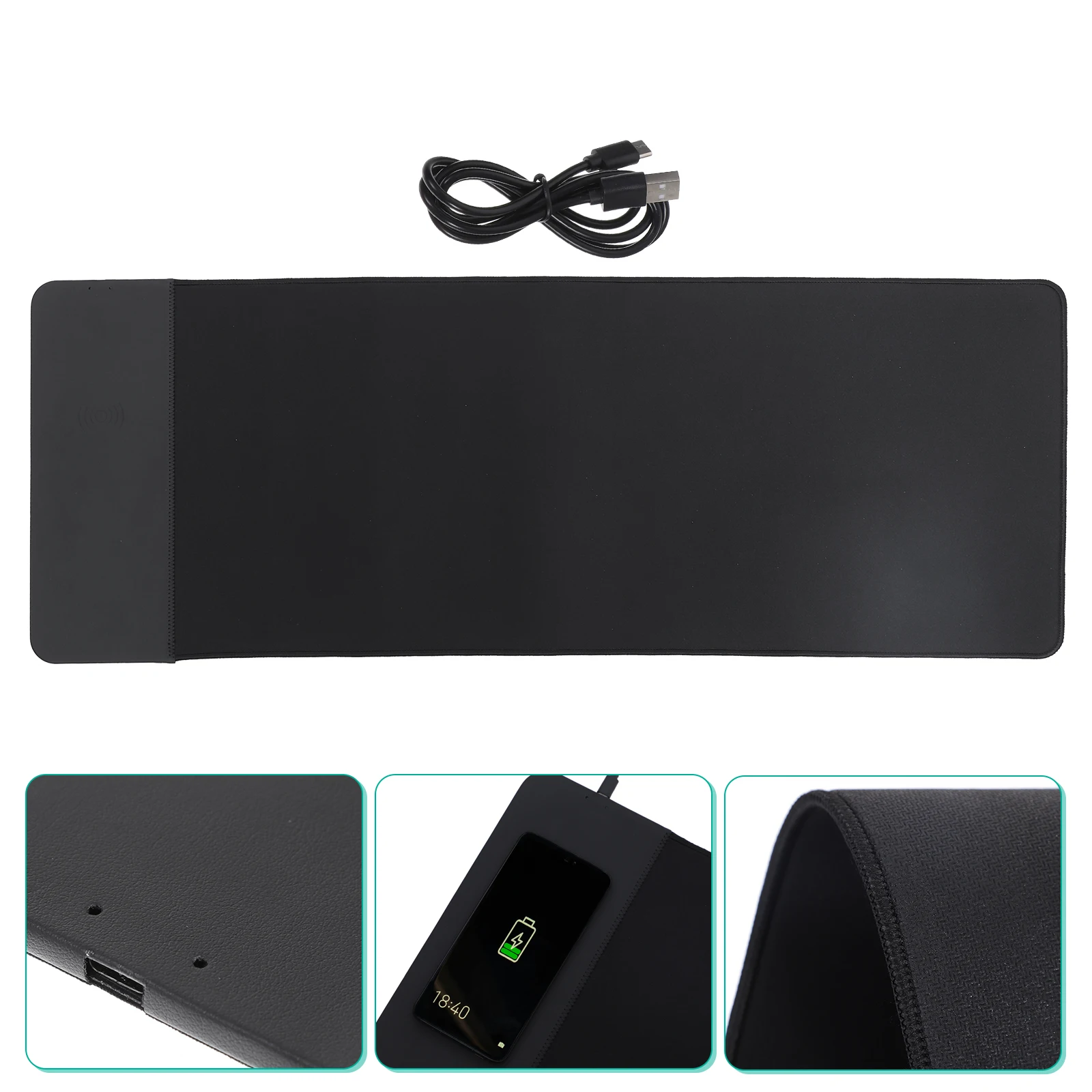 Wireless Charging Pad 800x300x4mm Black Mouse Pads For Desk 15W Fast Keyboard Desk Mat Large Gaming Office Cloth Rubber