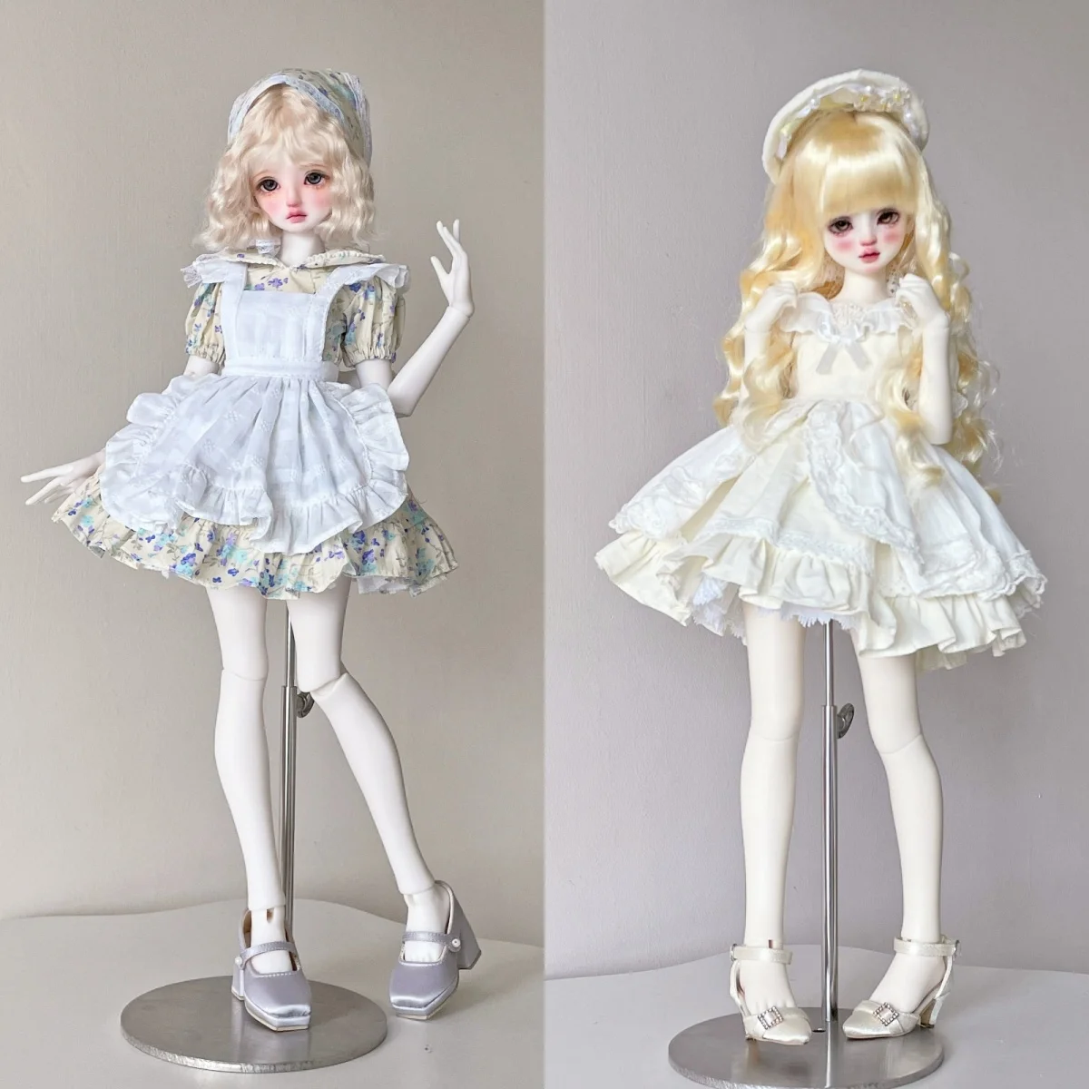 

【Clothing Only】1/4 Female Doll's Clothing Accessories Floral Maid Skirt Ruffle-trimmed Skirt Fit Girl Action Figure For BJD Toys