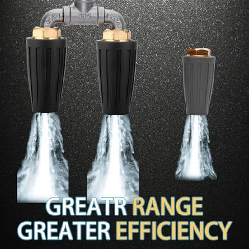 -ESTR Dual Turbo Nozzle For Pressure Washer,360° Rotating Pressure Washer Nozzle, Twin Turbo Washer With 7 Nozzle Tips