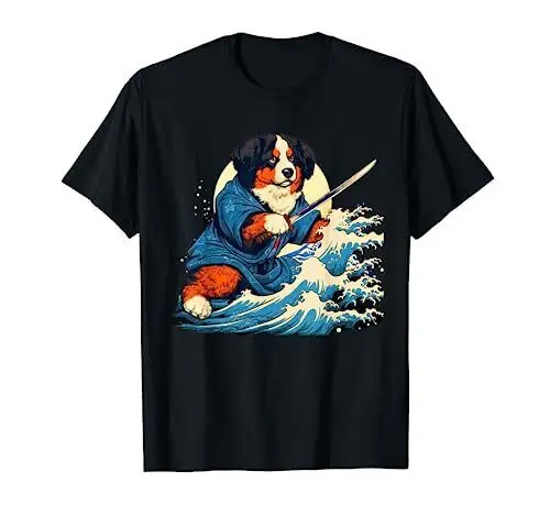 Bernese Mountain Dog Ukiyo-e Dog Men's Dog Lover Goods Fun For Men Clothing Women Short Sleeve Tees Y2K Tops New Arrival