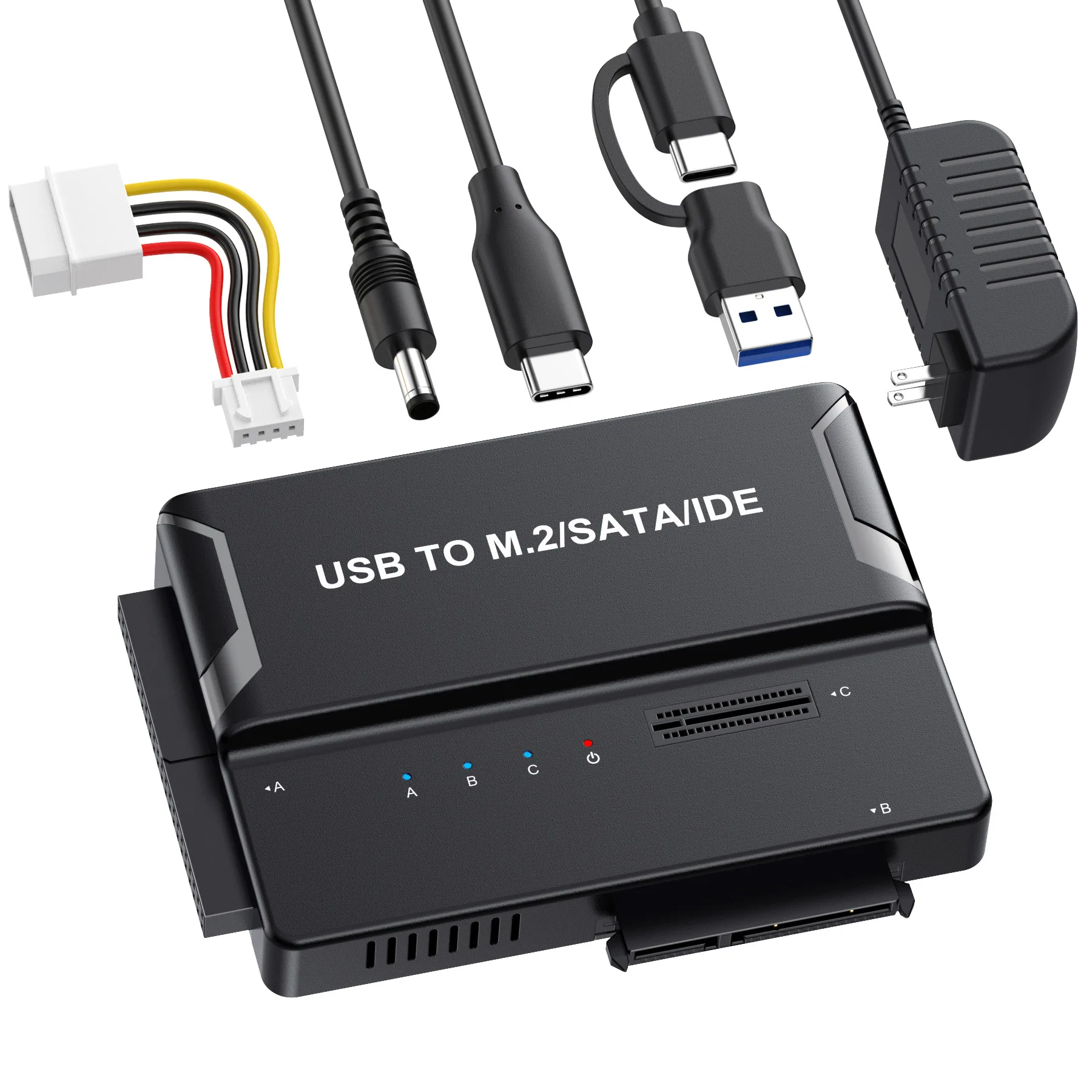USB 3.2 to M.2 NVME / SATA / IDE Hard Disk Adapter 2.5/3.5 Inch HDD SSD Optical Drive Data Transfer Converter for Laptop Desktop