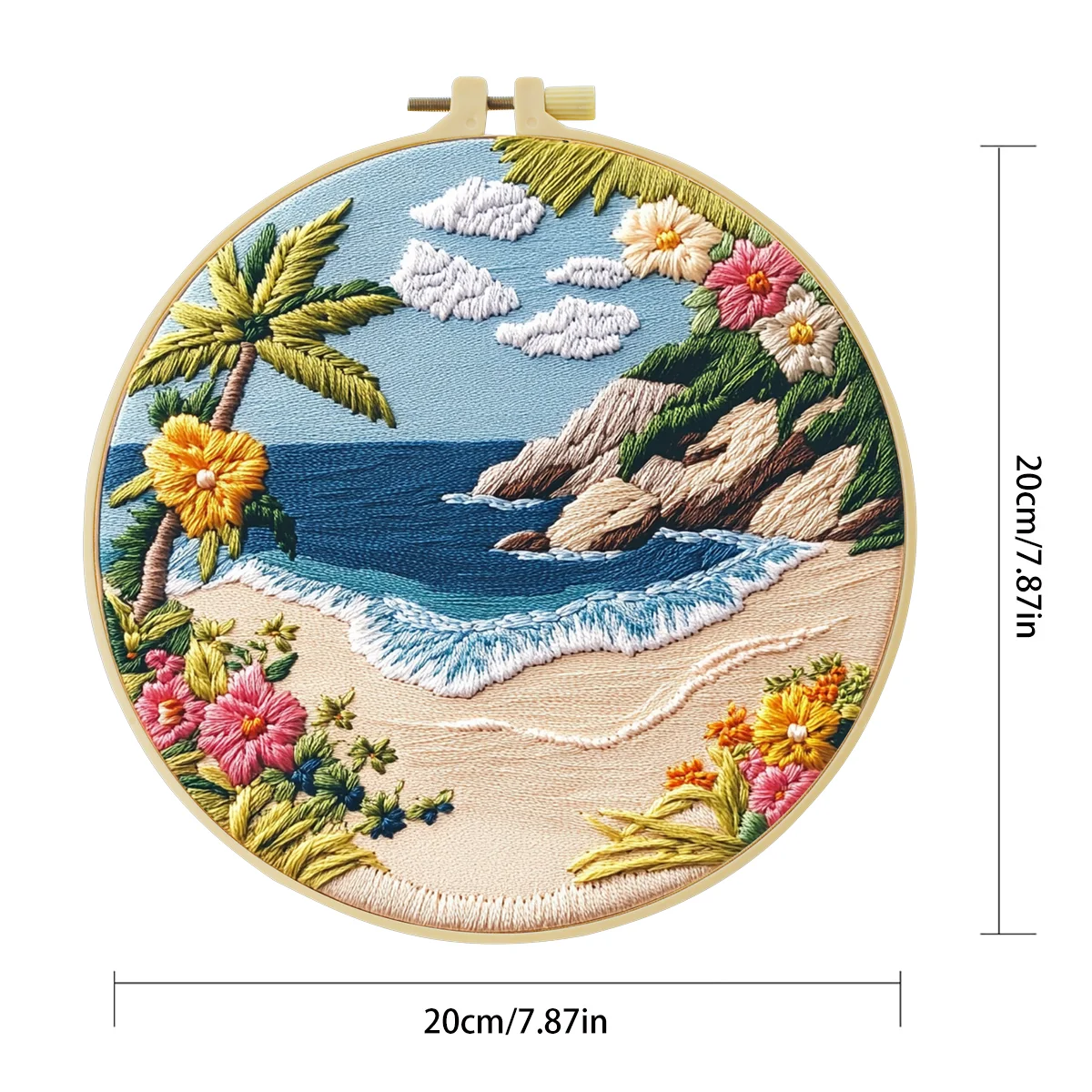 1 Stück 20X20CM/15X15CM 7,87/6,3 Zoll Strandtaschen-Stickerei-Starter-Kit DIY-Kit DIY-Stickerei-Set für Anfänger – Detail 5