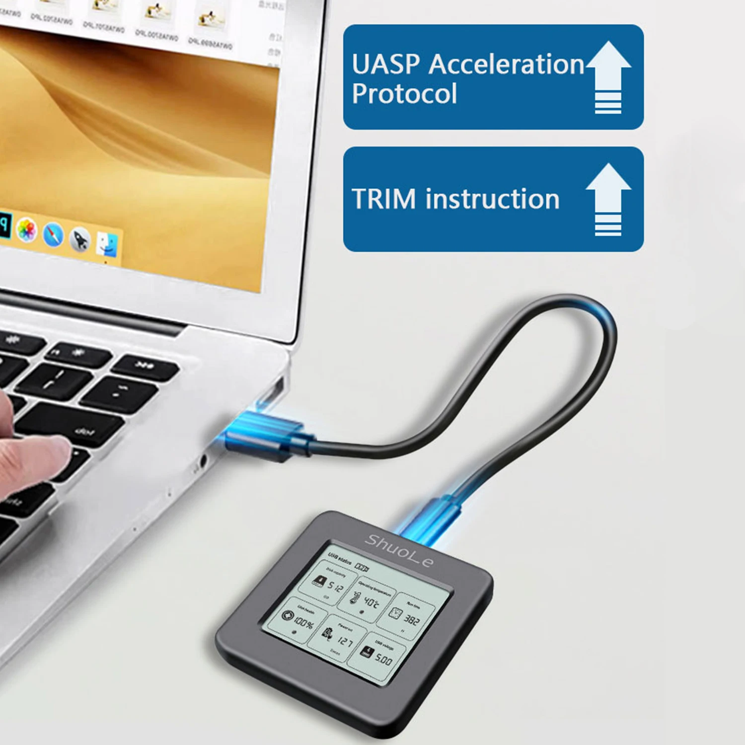 UTHAI NVME M2 SSD Enclosure High-Speed Type-C 3.2 Intelligent Digital Health Detection Solid-State Mobile Hard Drive Case PCI-E