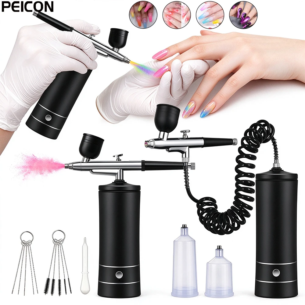 Spray Gun Air Compressor Kit - 무선 에어브러시 키트(압축기 포함), 휴대용 충전식