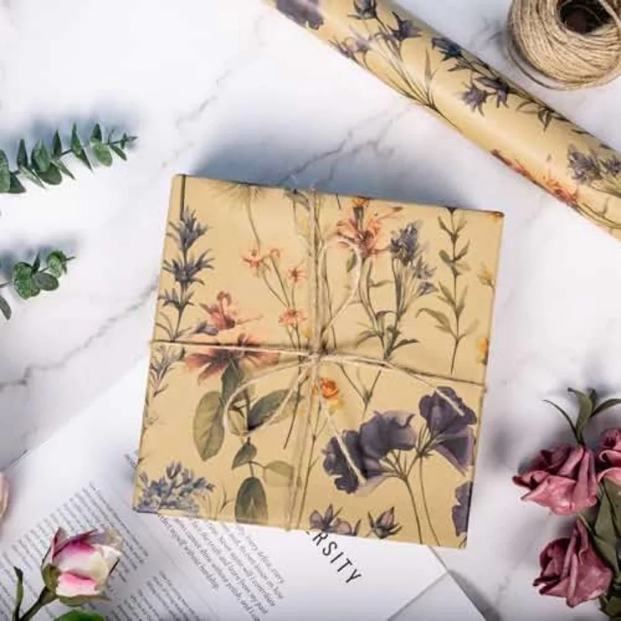 Floral Wrapping Paper Roll For Women Girls Wild Flower Design Gift Wrap for Birthday Wedding Mothers Day Bridal Shower Engageme