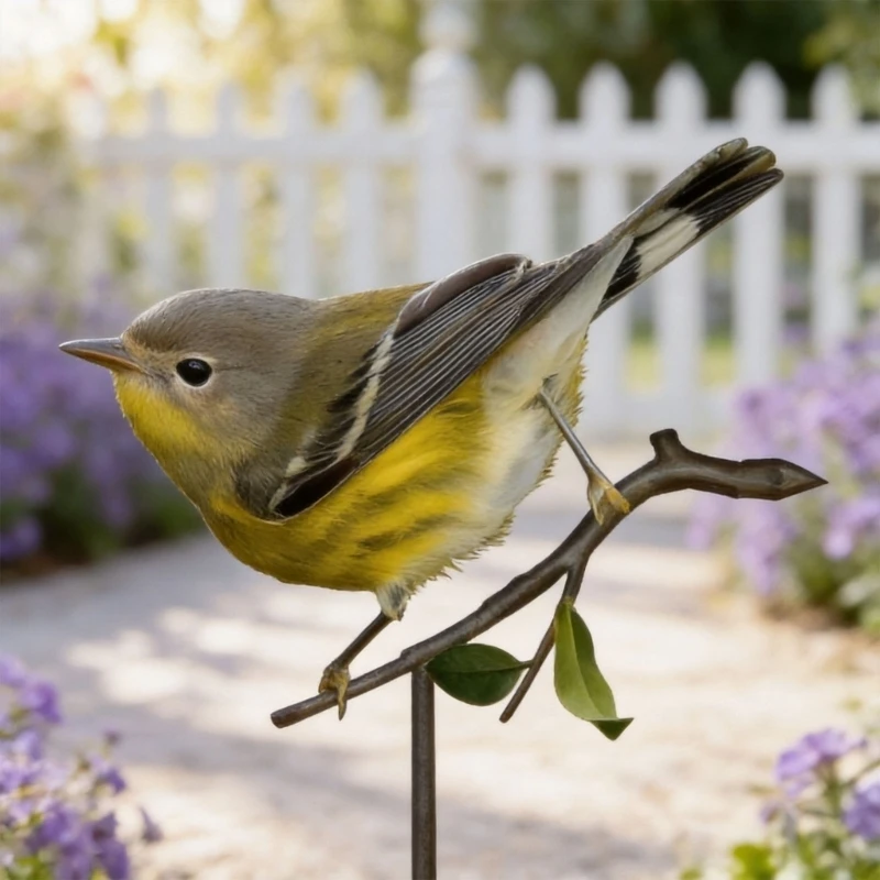 Fence and Tree Metal Bird Display Piece with Color Finish for Yard Balcony Branch and Home Garden Use and Styling C5AD