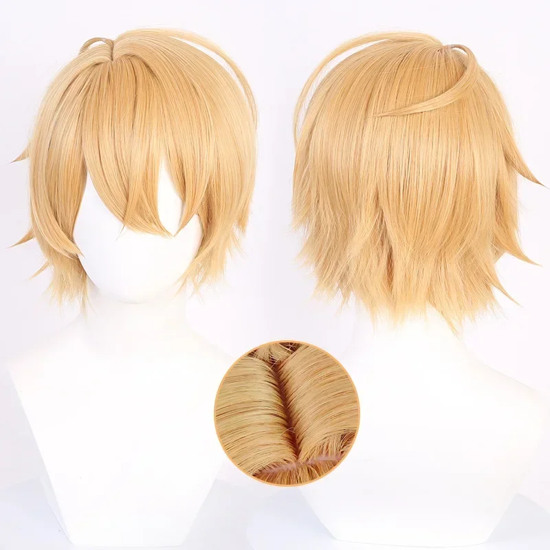 Anime Oshi No Ko Aqua Hoshino Akuamarin Short Yellow Pink Wig Cosplay Hair Cos Party Role Play Props MN1