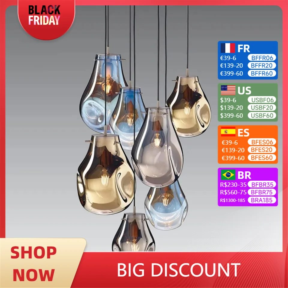 Nordic Simple Glass Colorful Pendant Light Creative Personality Restaurant Bar Cafe Designer Lamp Computer Room Decor Droplight