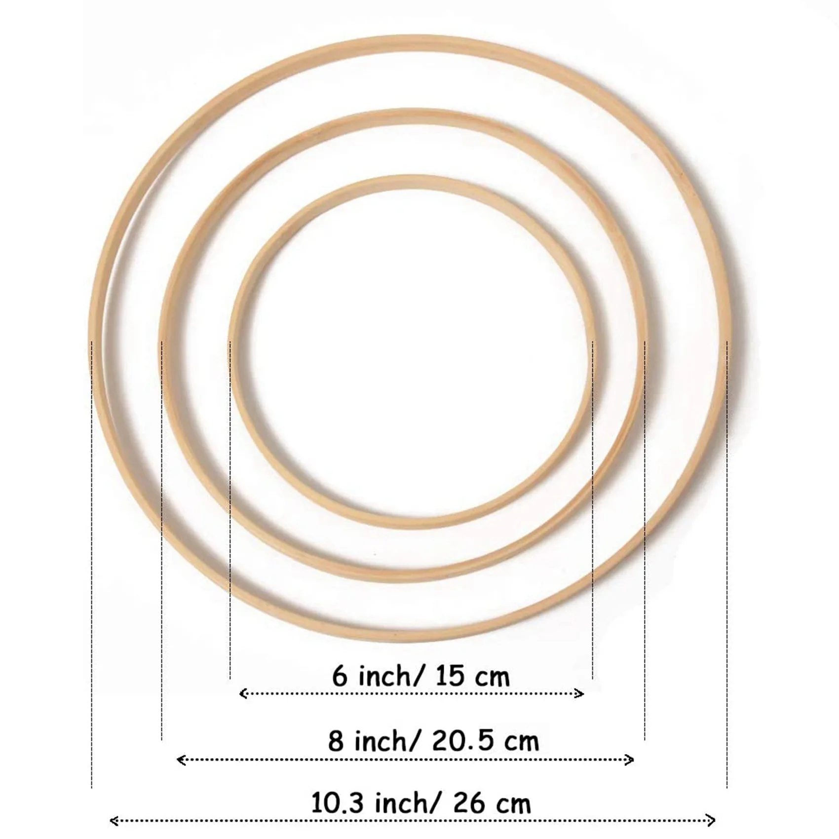 A27F-Wooden Bamboo Floral Hoops Set Wreath Macrame Craft Hoop Rings For DIY Dream Catcher Wedding Wreath Decor 18Pcs