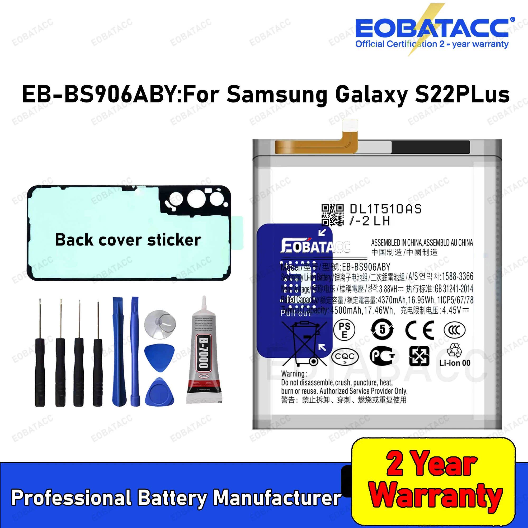 100% Large capacity EB-BS901ABY EB-BS906ABY EB-BS908ABY Battery For Samsung Galaxy S22 /S22 plus /S22 Ultra Batteries+Tools