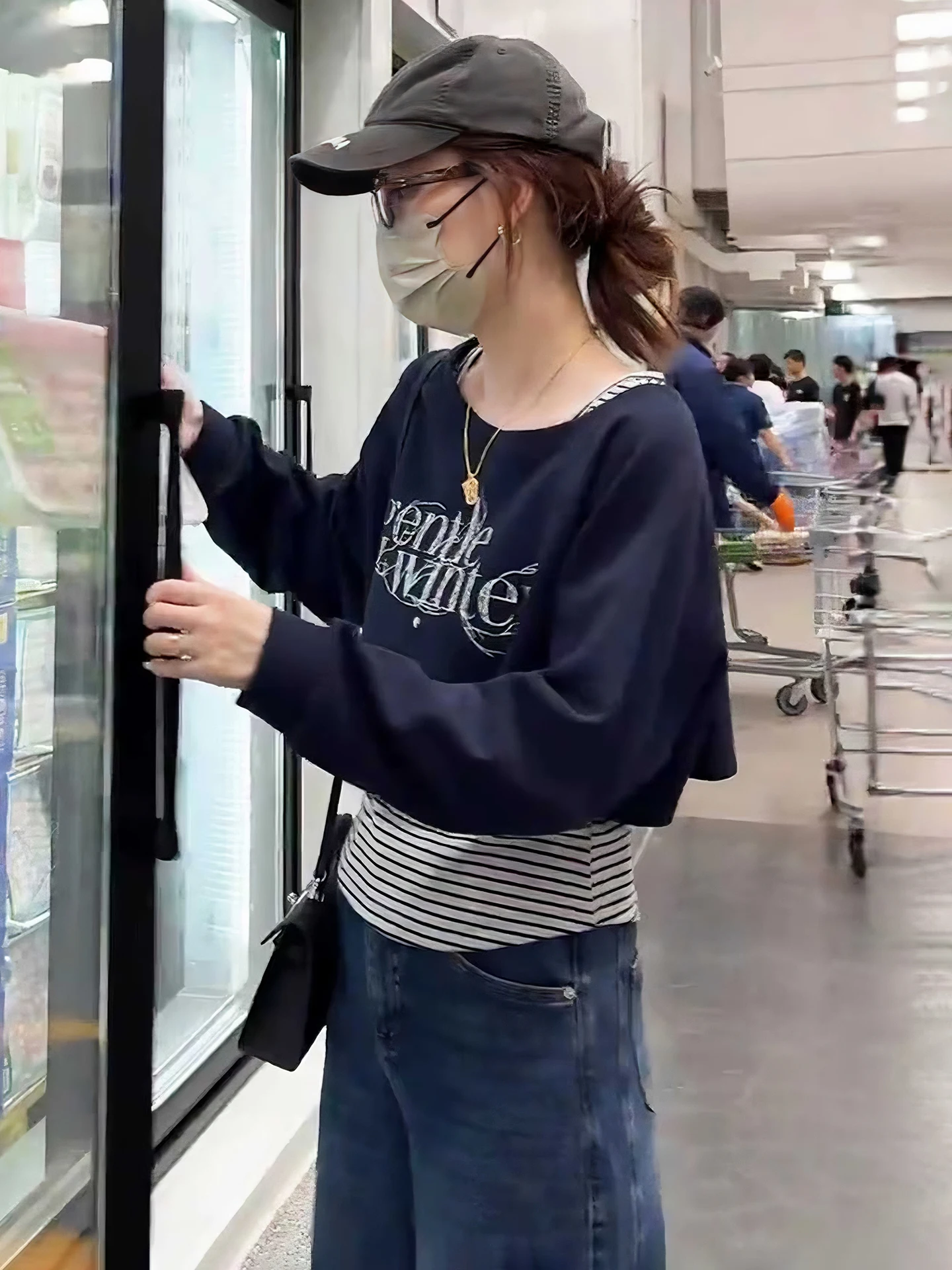 Koreaanse Sle ronde Ne Letter Print ort Sweatshirt dames herfst winter nieuwe High Faion top tweedelige set trendy