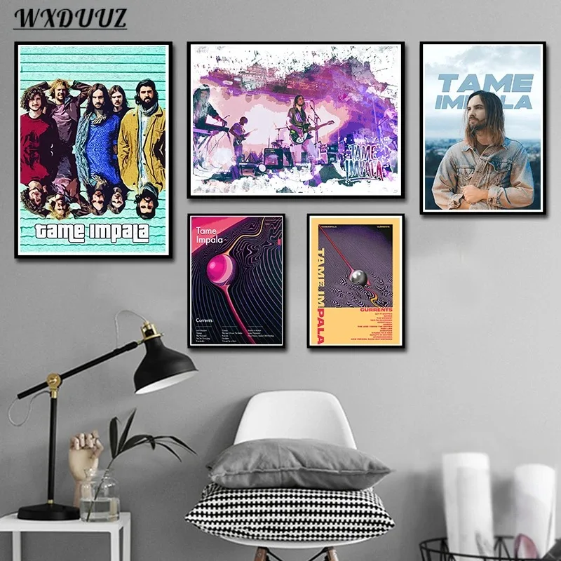 Pop Rock Singer Tame Impala Poster Aesthetic Rapper Music Album Currents Home Decoration Canvas Print Wall Art Room Decor