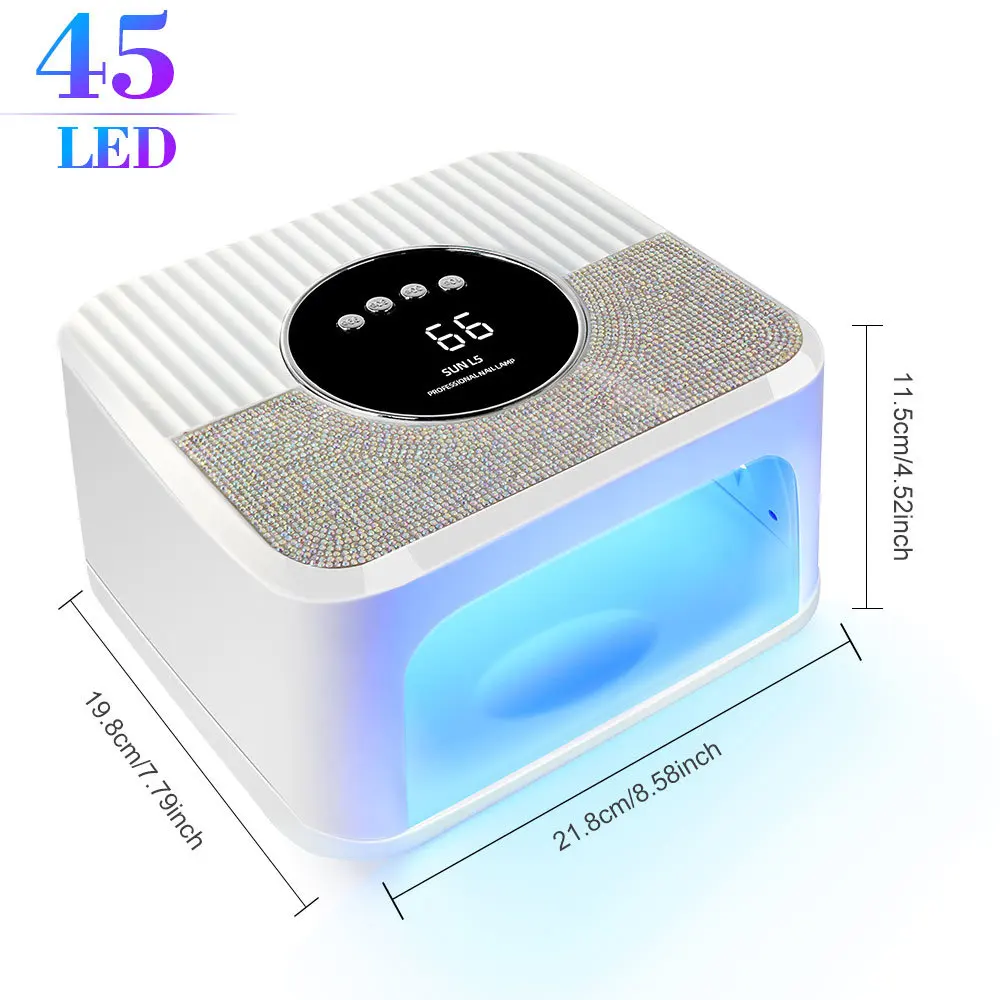 With 4 Hour Button Display Auto Sensor White Pink LED Nail Lamp For Curing All Gel Nail Polish Home 45 Beads Nail Art UV Lamp