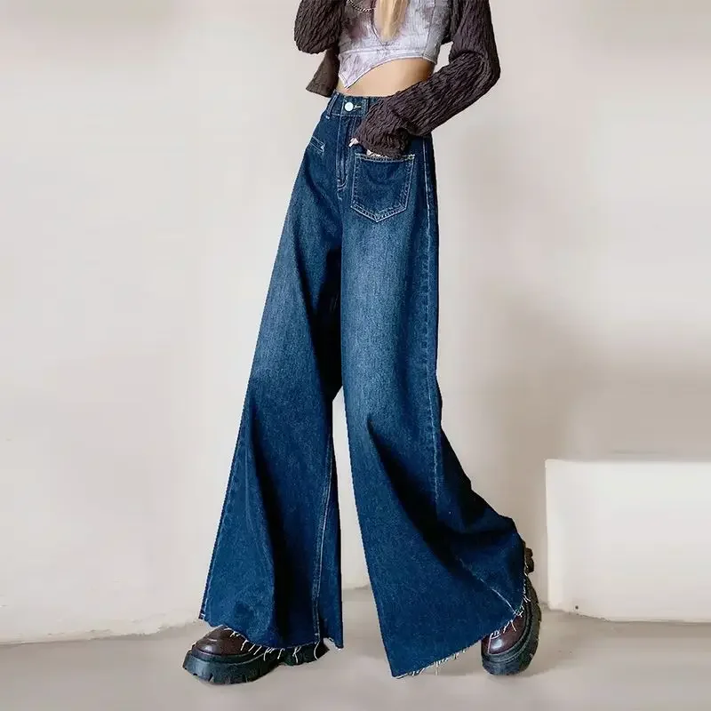 

Y2K High Waist Wide Leg Jeans Loose Straight Long Trousers for Women Petite American Style Autumn Winter Spring Lazy Fashion