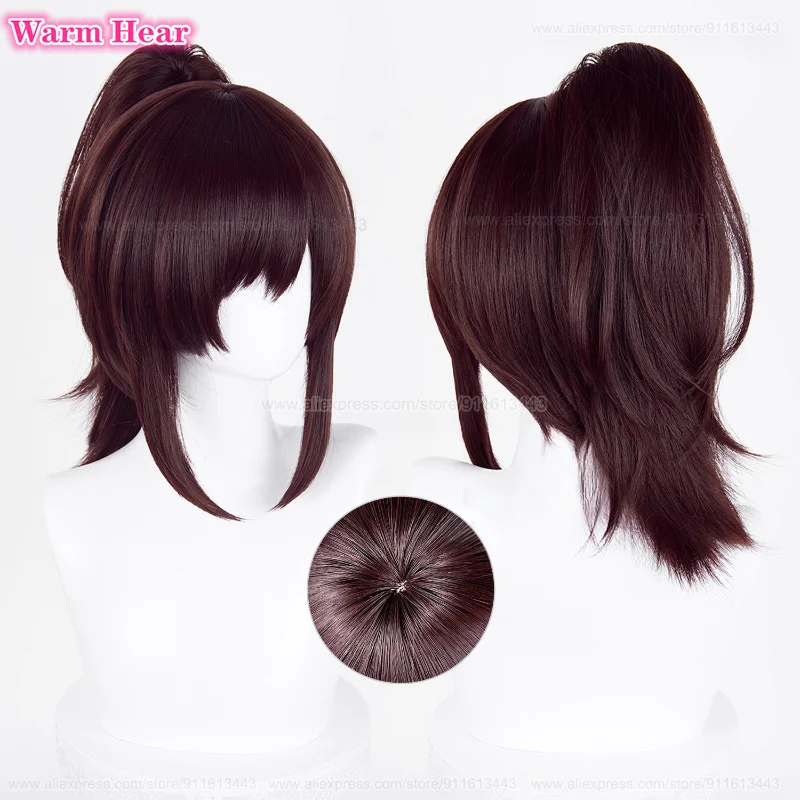 

Anime Sasha Braus Long 40cm Dark Brown Ponytail Cosplay Anime Wig Heat Resistant Synthetic Hair Halloween Party Wigs + Wig Cap