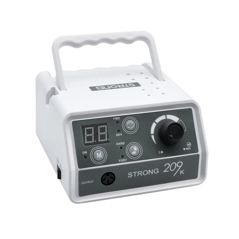 STRONG 209K Dental Micromotor Polishing Machine 45000RPM 102L Handpiece Foot Control For Zirconia Denture Carving CE Certified