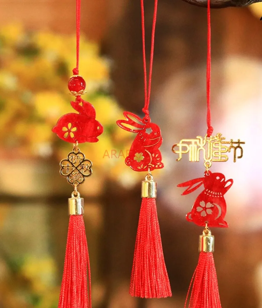 1PCS Mid-Autumn Festival, mini mobile phone chain, tassel pendant, small gifts for decorative creative activities