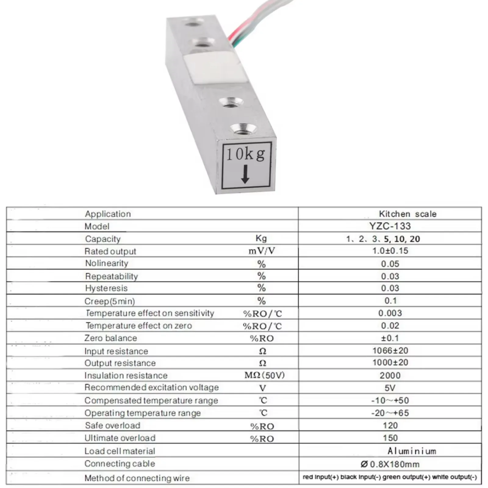 HX711 AD Module with 10kg Load Cell Digital Portable Electronic Kitchen Scale Weight Weighing Sensor YZC-133 for Arduino Raspber