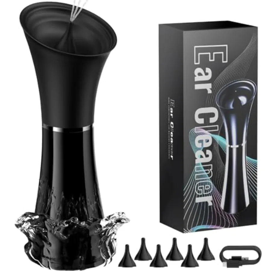 

Ear Wax Removal - Electric Ear Cleaner with IPX7 Water Powered Ear Cleaning Tool with Irrigation Flusher 6 Tips 4 Pressure Sett