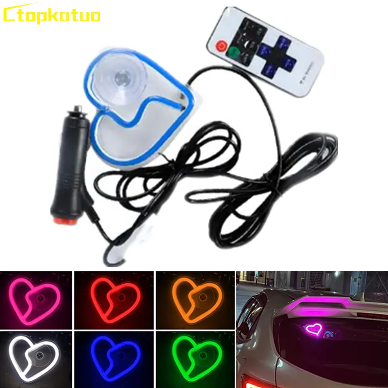 

New Car Window Heart-shaped Light Atmospere Lamp With Remote Control Car Rear Windshield Ambient Mood Light interior LED Glowing