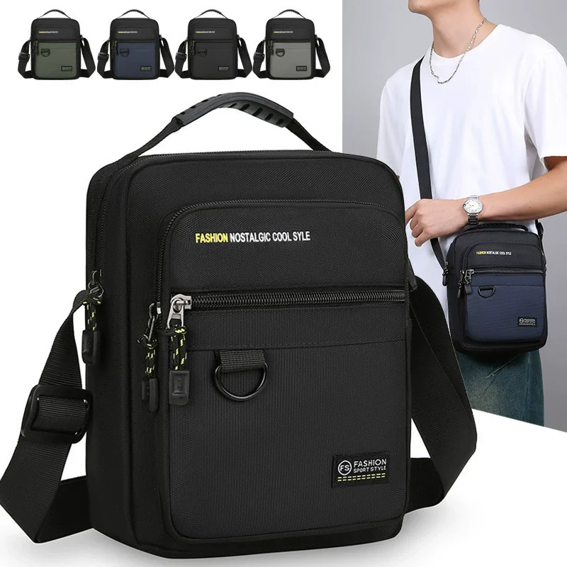 Multi-Function Small Men Handbag Simple Oxford Casual Shoulder Bags For Men Crossbody Bag Vintage Summer Nylon Messenger Bag