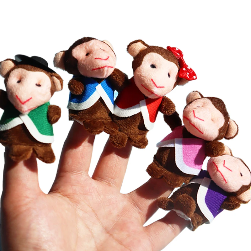 Kinderen Vingerpop Knuffel Cartoon Varkentje Aap Fabel Verhaal Rollenspel Educatief Speelgoed Handpop voor Kinderen TMZ