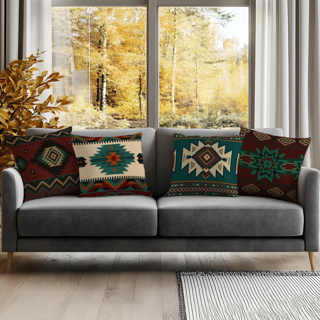 Tribal Geometry Cushion Pillowcase Printed Polyester 45x45cm Throw Pillowcover Decorative Sofa Cushion Pillowslip Home Decor